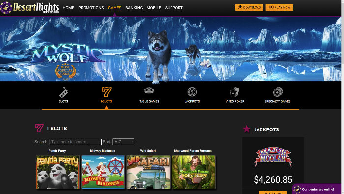 Desert Nights Casino Homepage