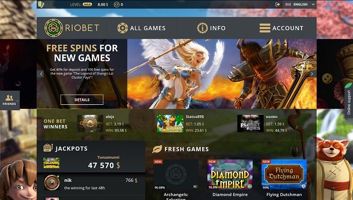 RioBet Casino Homepage
