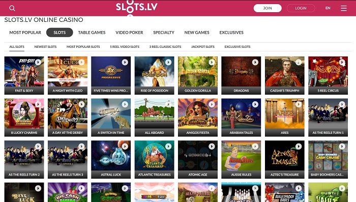 Slots.LV Homepage