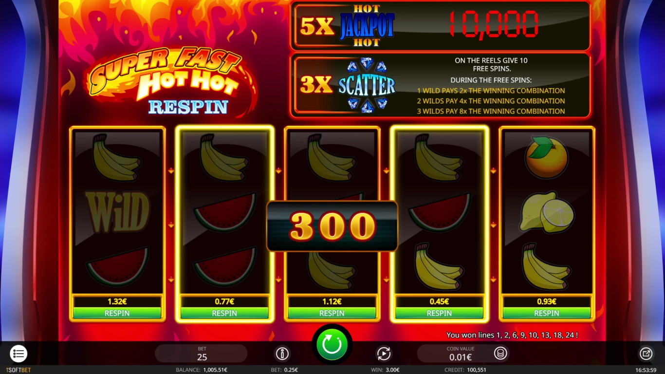 Super Fast Hot Hot Respins Slot Game